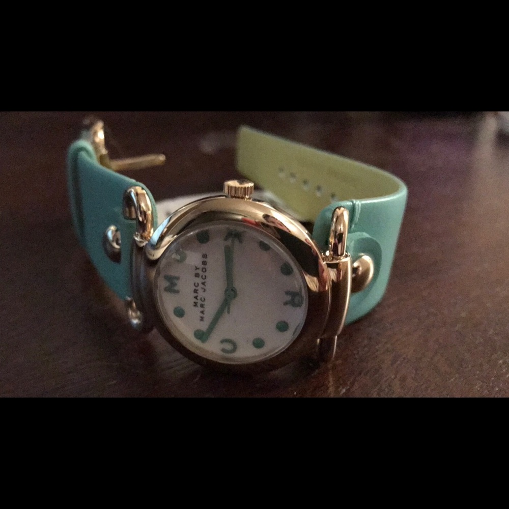 Marc Jacobs Mini Molly Mint Leather Strap Watch